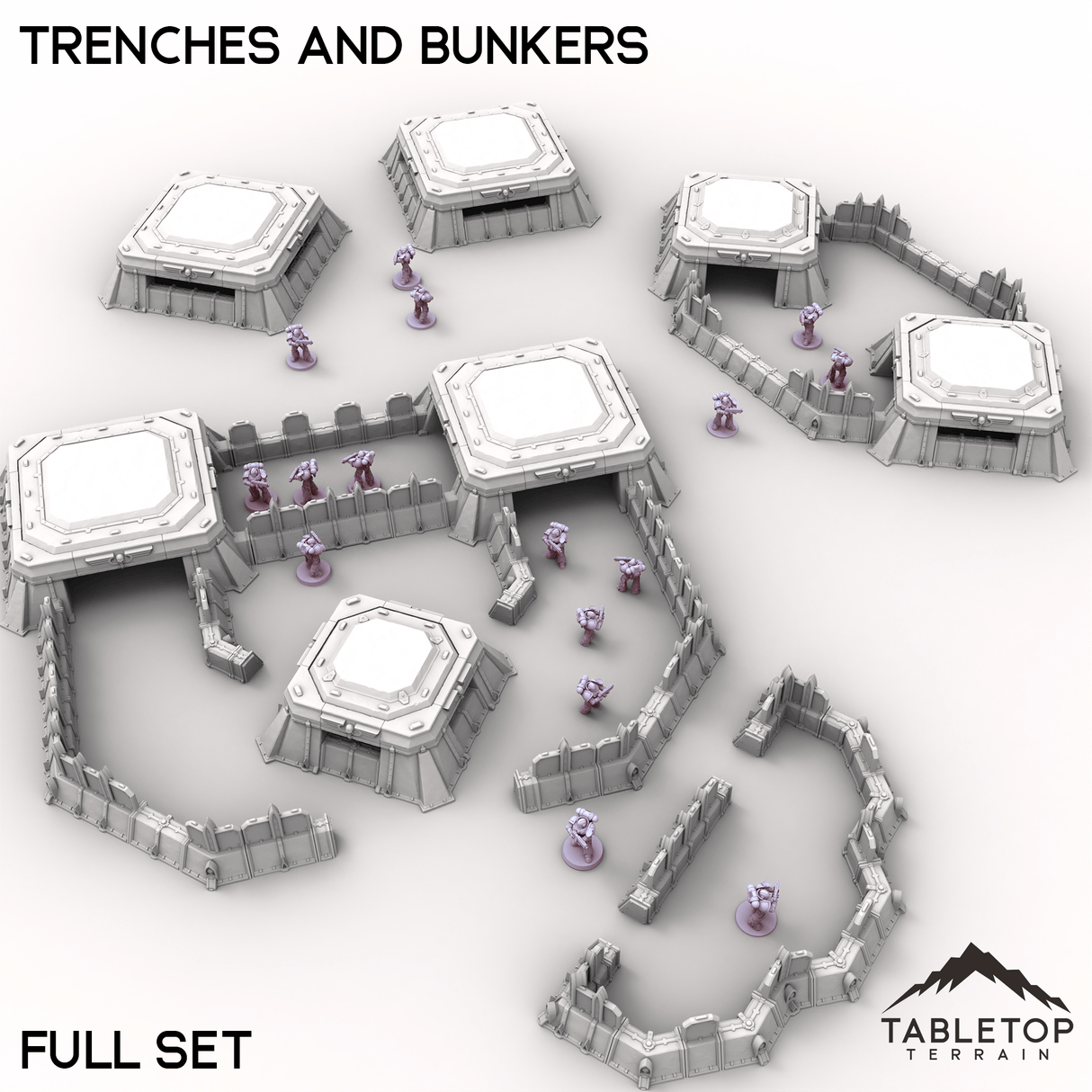 Tabletop Terrain Terrain Full Set / 32mm Trenches and Bunkers