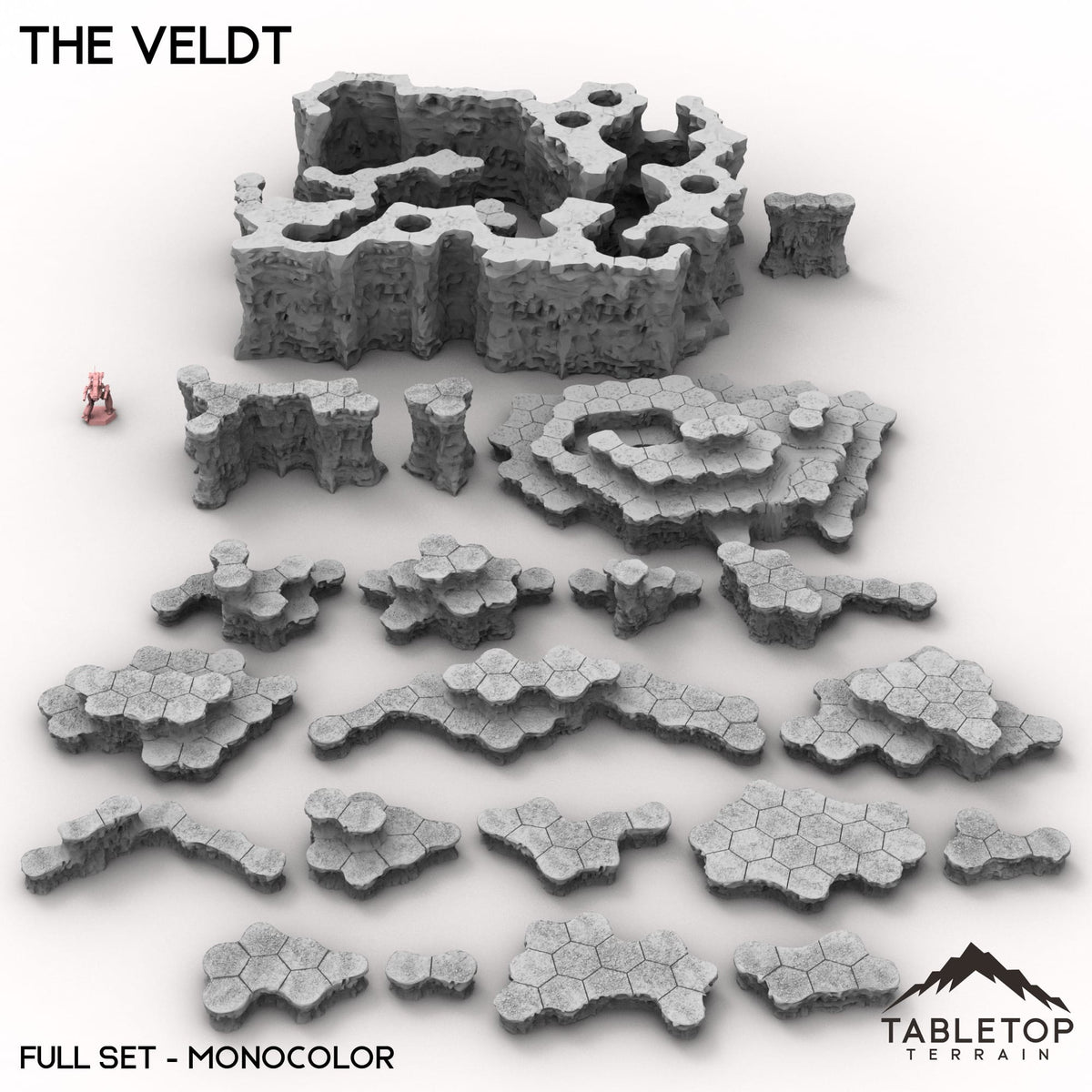 Tabletop Terrain Terrain Full Set Bundle / Monocolor (Grey) HEXTECH The Veldt Map Hill Sets-6mm