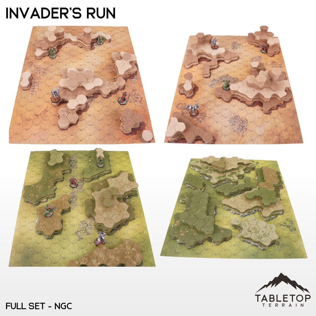Tabletop Terrain Terrain Full Set Bundle / NextGen Color (As Shown) HEXTECH Invader's Run Map Hill Sets - 6mm