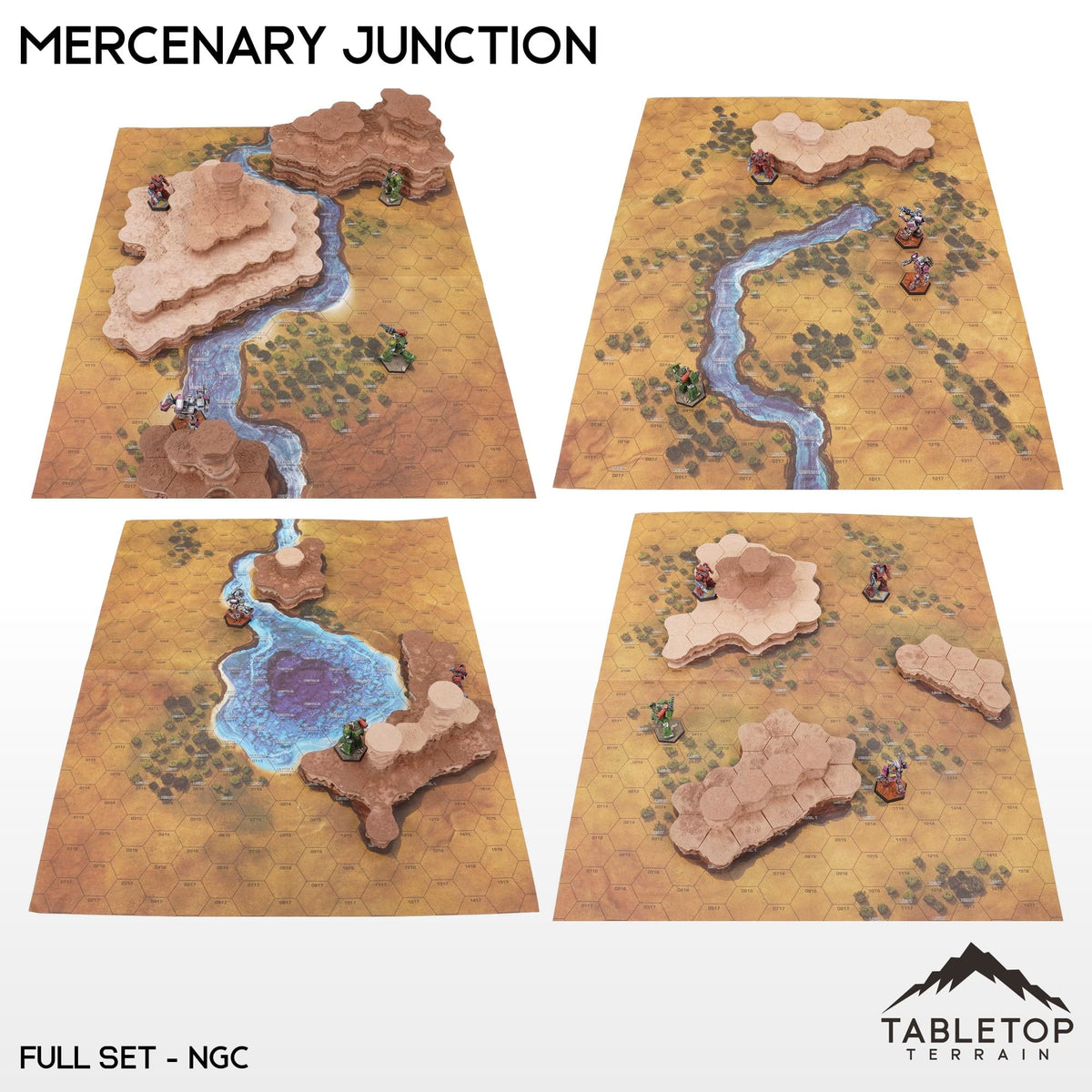 Tabletop Terrain Terrain Full Set Bundle / NextGen Color (As Shown) HEXTECH Mercenary Junction Map Hill Sets-6mm