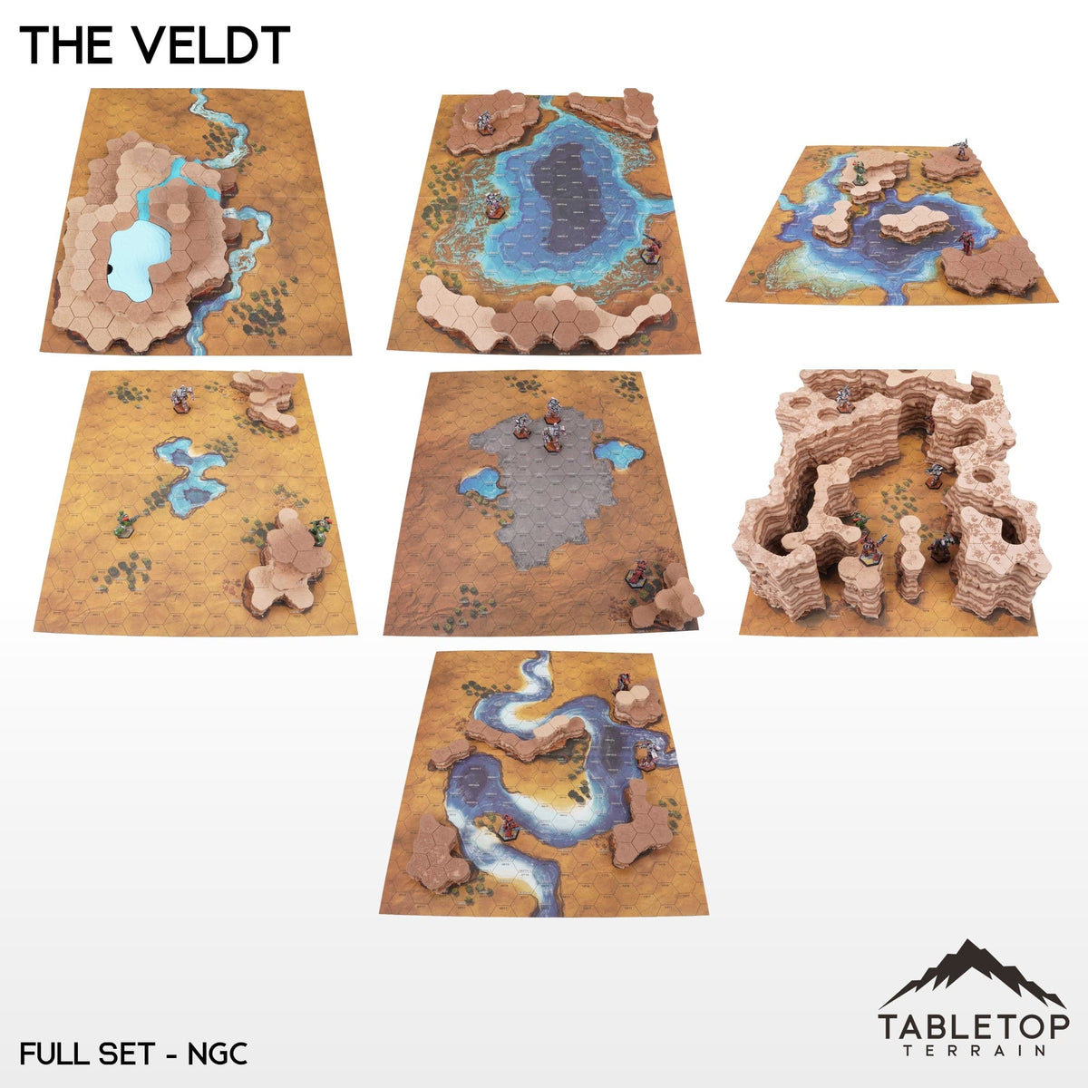 Tabletop Terrain Terrain Full Set Bundle / NextGen Color (As Shown) HEXTECH The Veldt Map Hill Sets-6mm
