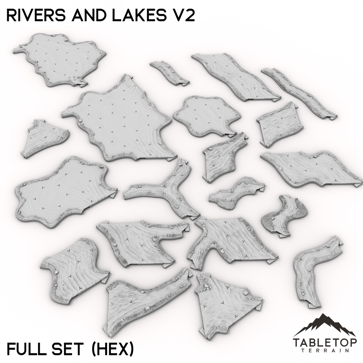 Tabletop Terrain Terrain Full Set / Hex HEXTECH Rivers and Lakes v2 - 6mm
