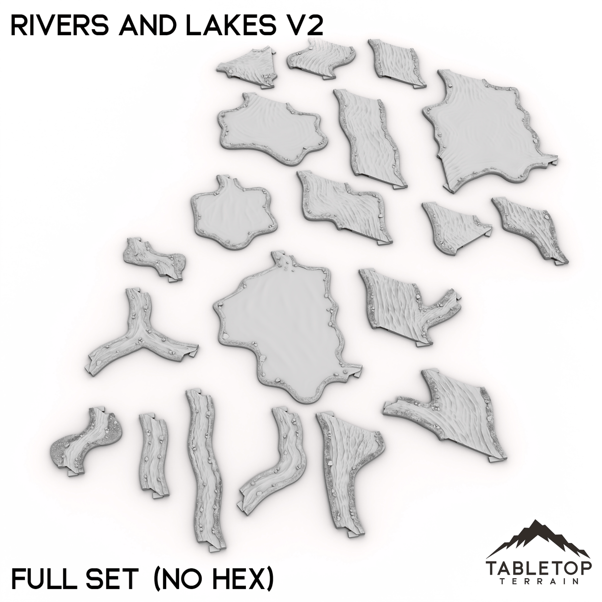 Tabletop Terrain Terrain Full Set / No Hex HEXTECH Rivers and Lakes v2 - 6mm