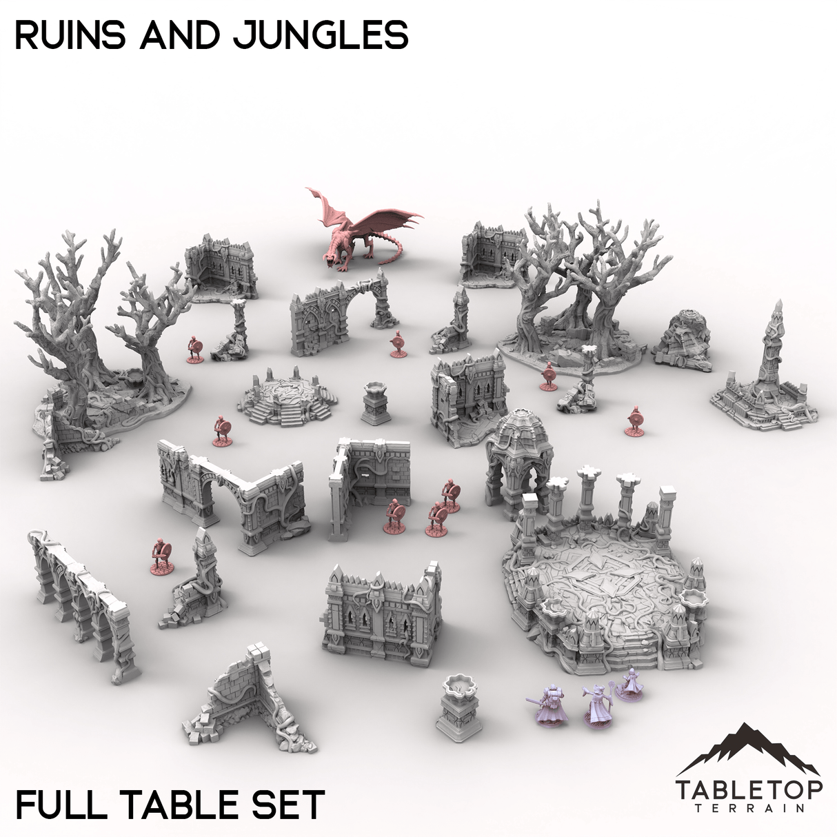 Tabletop Terrain Terrain Full Table Set / 32mm Ruins and Jungles
