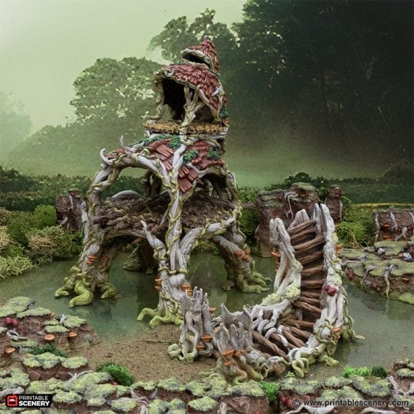 Tabletop Terrain Terrain Gloamwood Fort and Stairs - The Gloaming Swamp