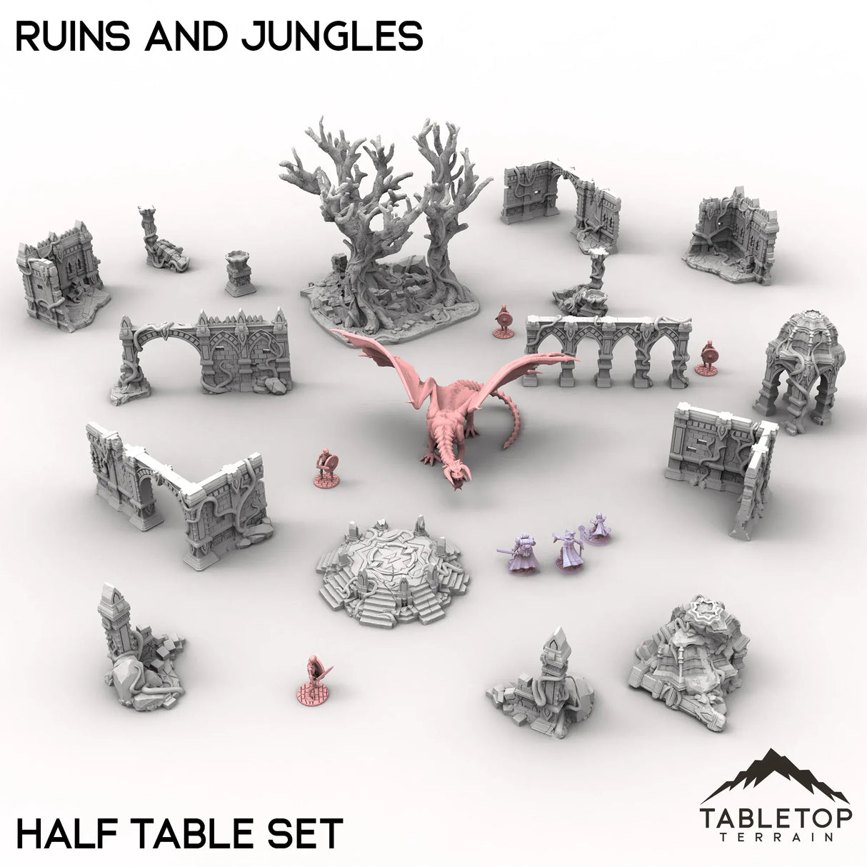Tabletop Terrain Terrain Half Table Set / 32mm Competitive Fantasy Ruins and Jungles