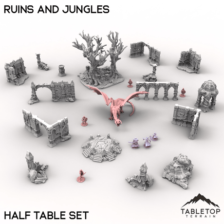 Tabletop Terrain Terrain Half Table Set / 32mm Ruins and Jungles
