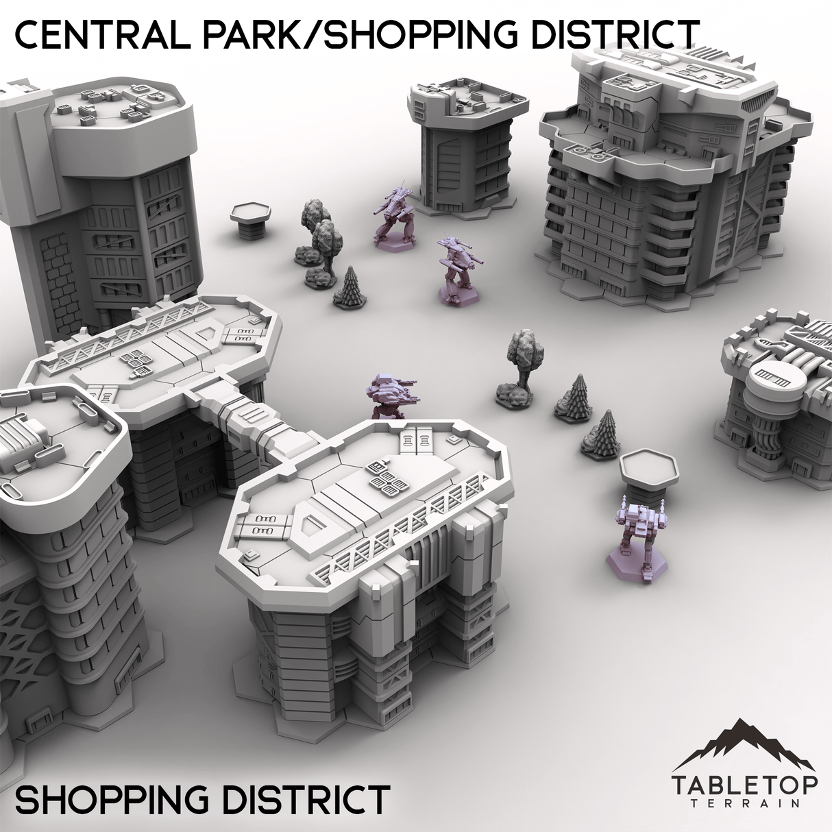 Tabletop Terrain Terrain HEXTECH Central Park/Shopping District - City Map Pack