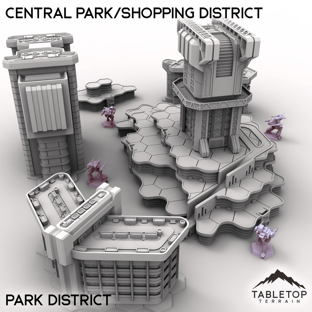 Tabletop Terrain Terrain HEXTECH Central Park/Shopping District - City Map Pack