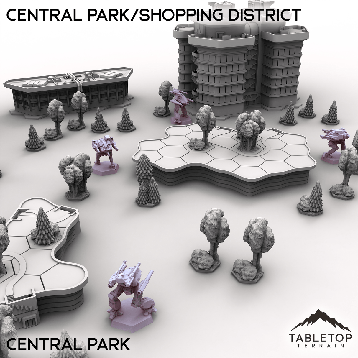 Tabletop Terrain Terrain HEXTECH Central Park/Shopping District - City Map Pack