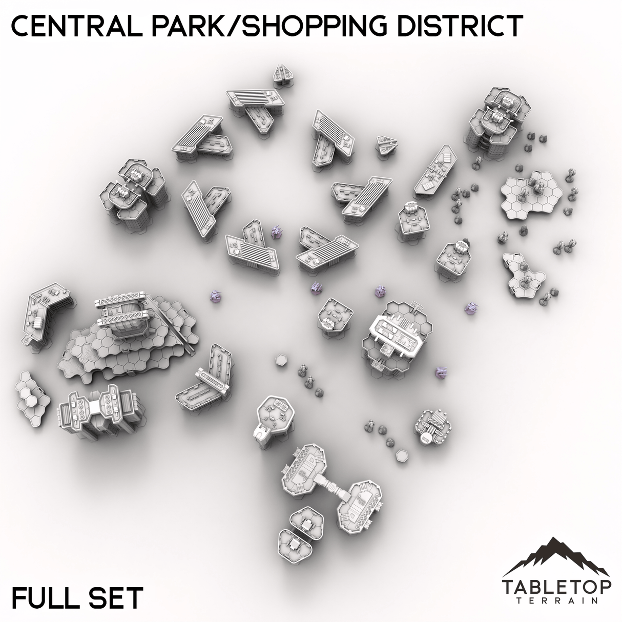 Tabletop Terrain Terrain HEXTECH Central Park/Shopping District - City Map Pack