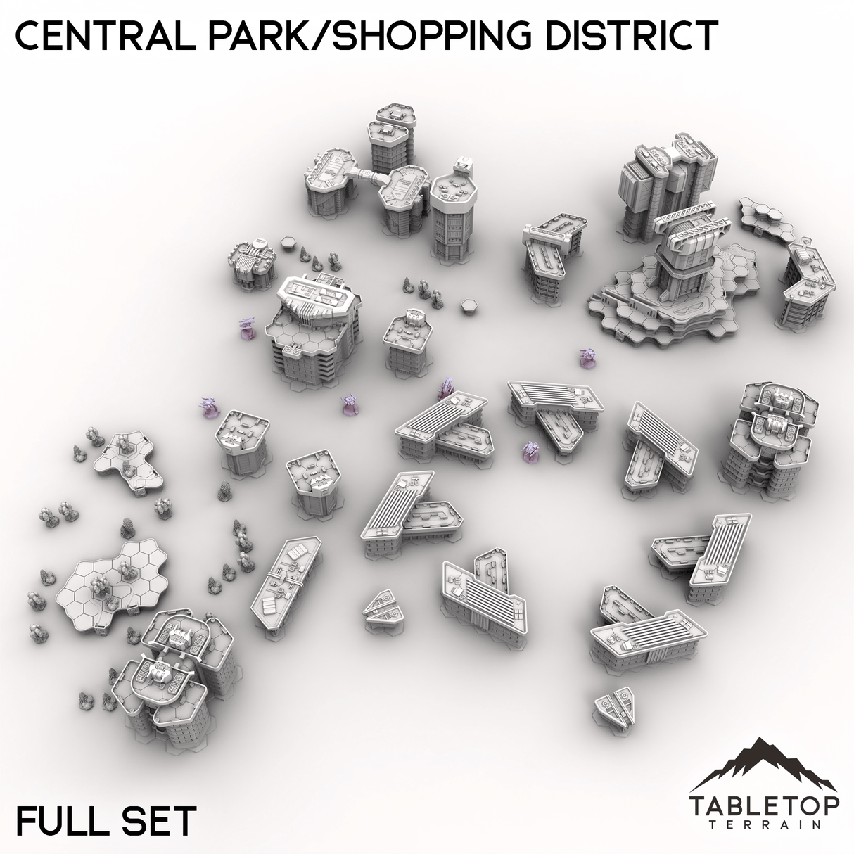 Tabletop Terrain Terrain HEXTECH Central Park/Shopping District - City Map Pack