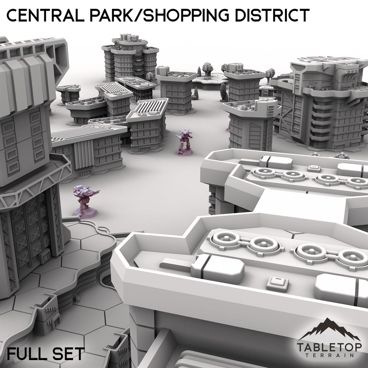 Tabletop Terrain Terrain HEXTECH Central Park/Shopping District - City Map Pack