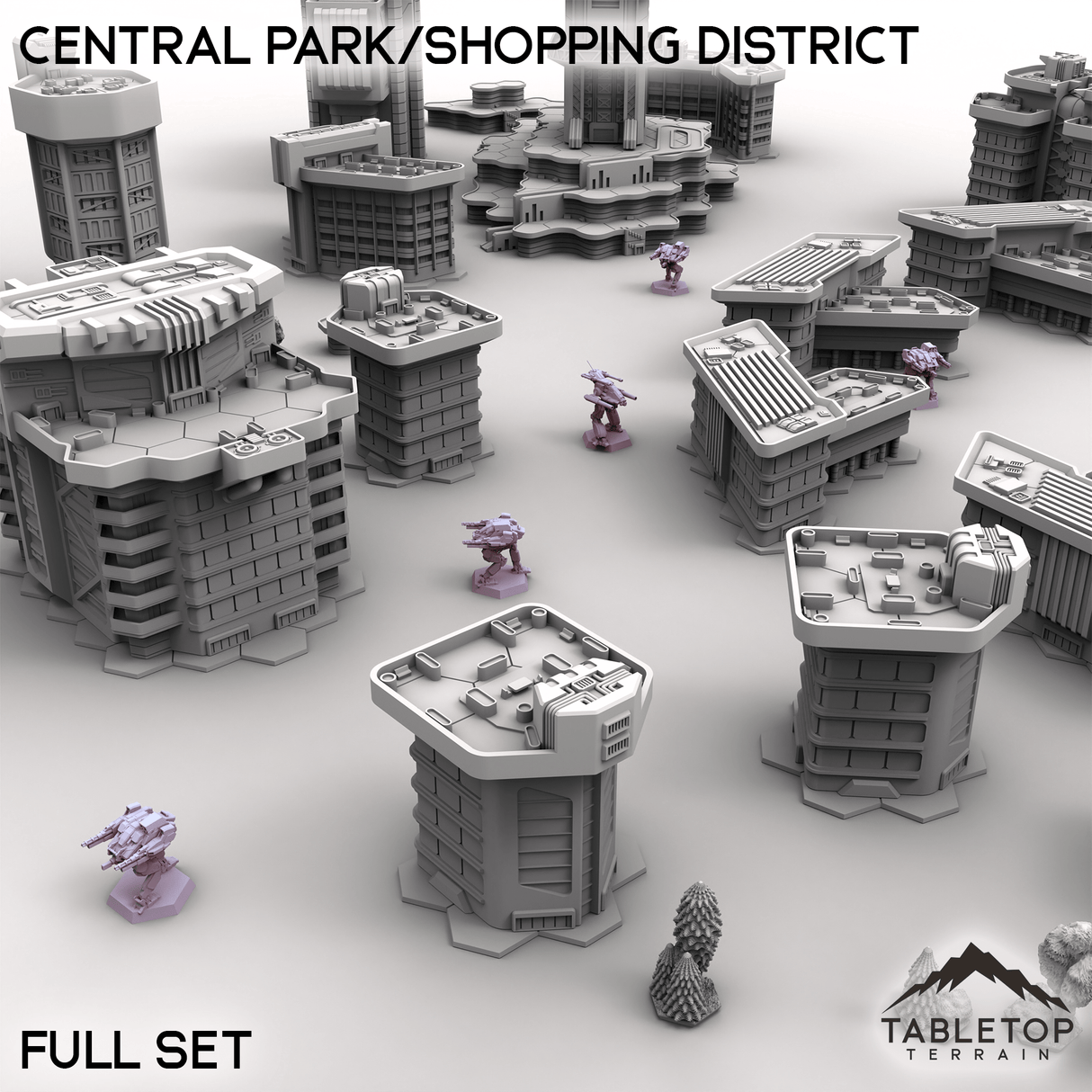 Tabletop Terrain Terrain HEXTECH Central Park/Shopping District - City Map Pack