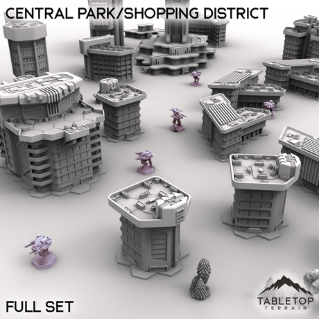 Tabletop Terrain Terrain HEXTECH Central Park/Shopping District - City Map Pack