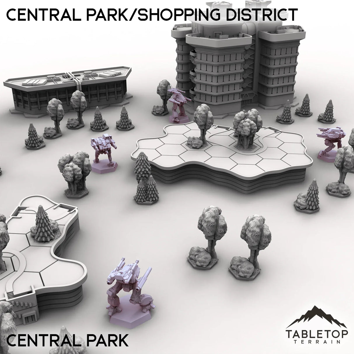 Tabletop Terrain Terrain HEXTECH Central Park/Shopping District - City Map Pack