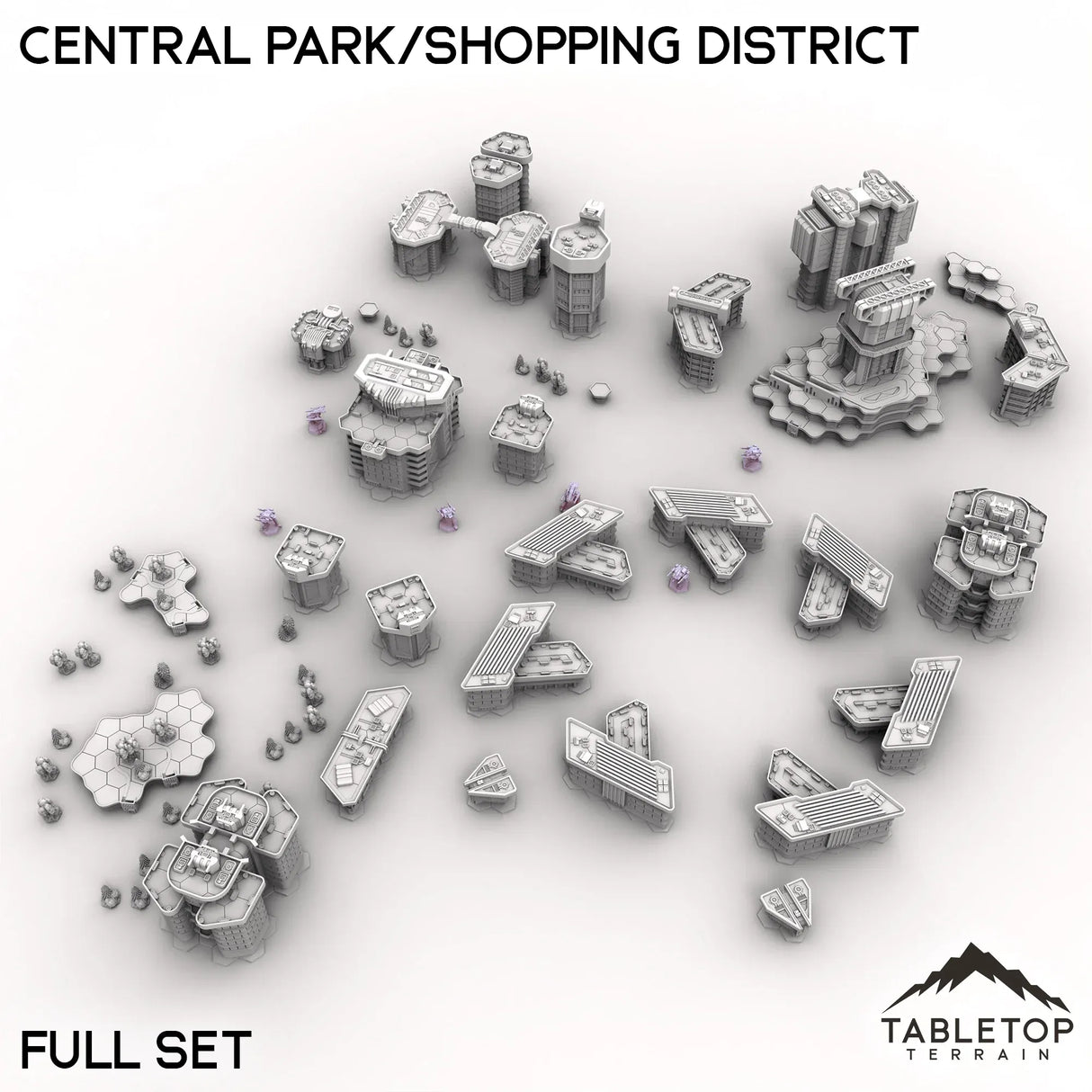 Tabletop Terrain Terrain HEXTECH Central Park/Shopping District - City Map Pack