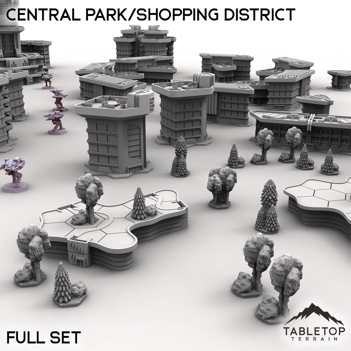 Tabletop Terrain Terrain HEXTECH Central Park/Shopping District - City Map Pack