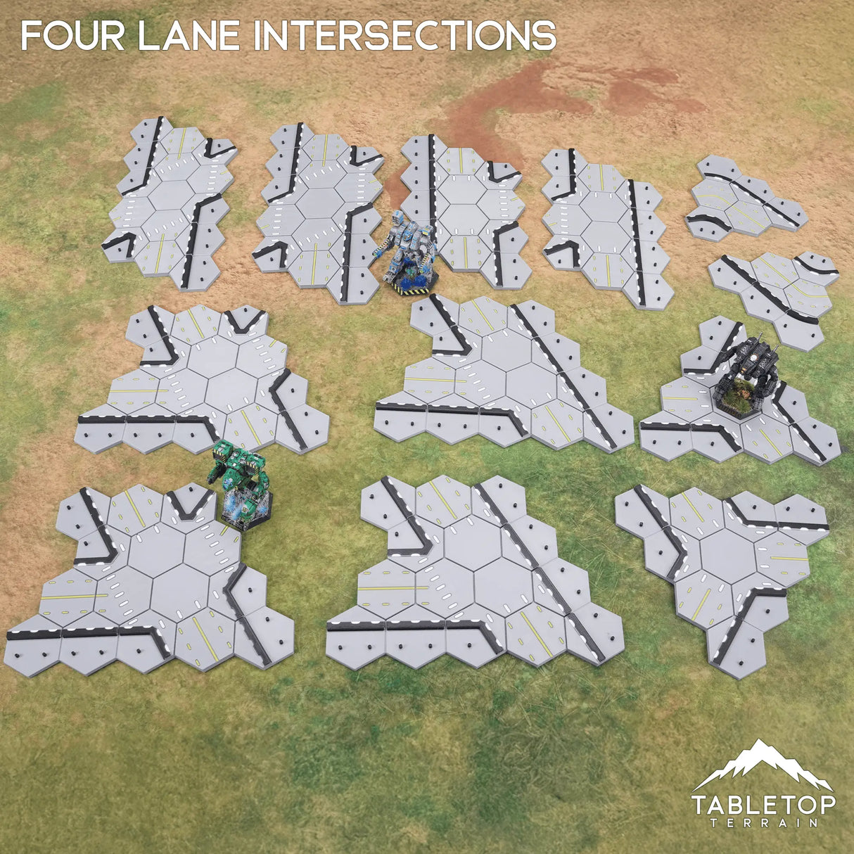 Tabletop Terrain Terrain HEXTECH Four Lane Intersections Bundle