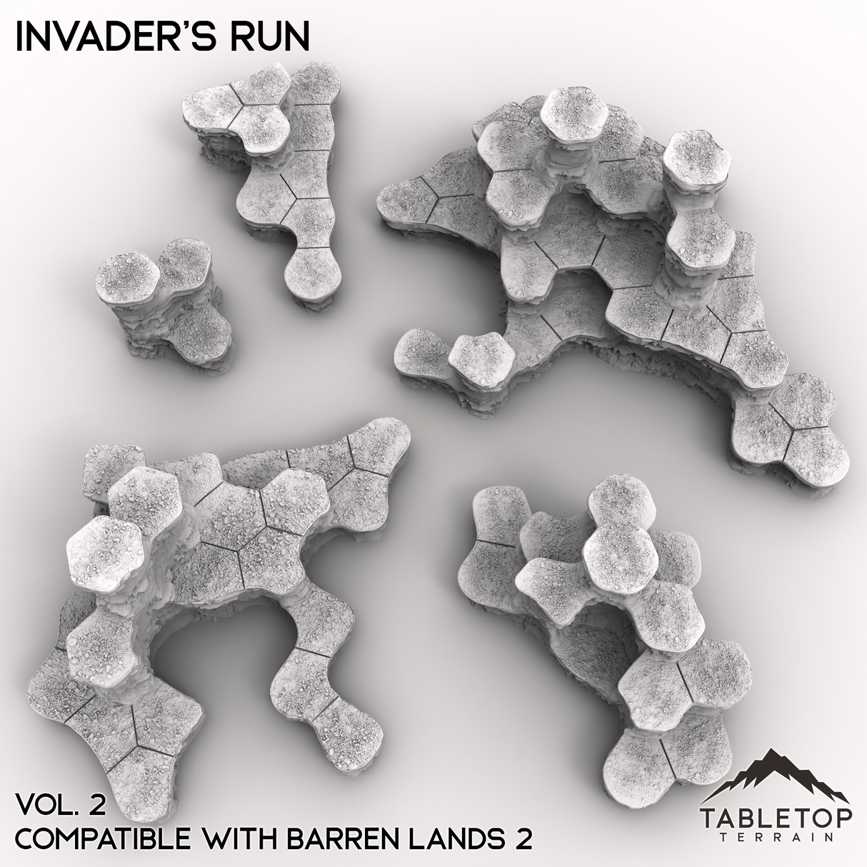 Tabletop Terrain Terrain HEXTECH Invader's Run Map Hill Sets - 6mm