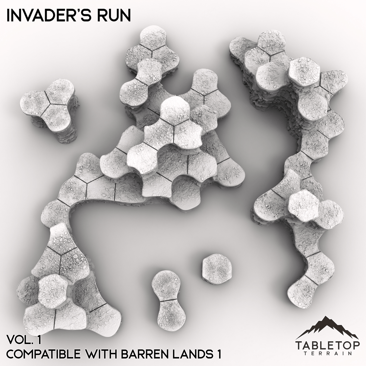 Tabletop Terrain Terrain HEXTECH Invader's Run Map Hill Sets - 6mm