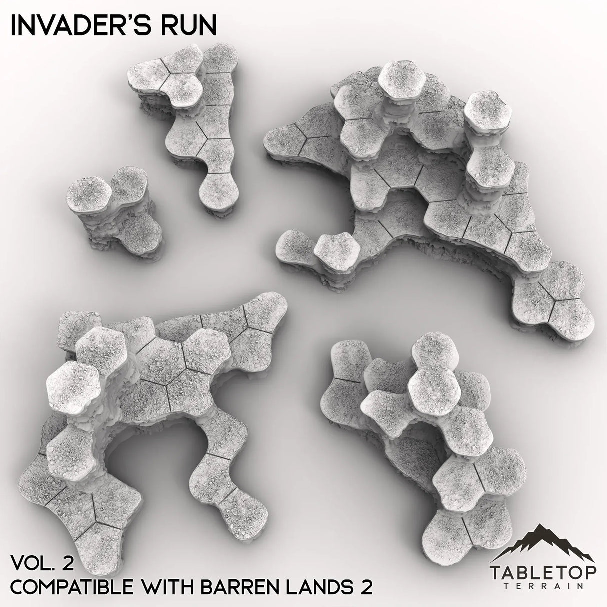 Tabletop Terrain Terrain HEXTECH Invader's Run Map Hill Sets - 6mm