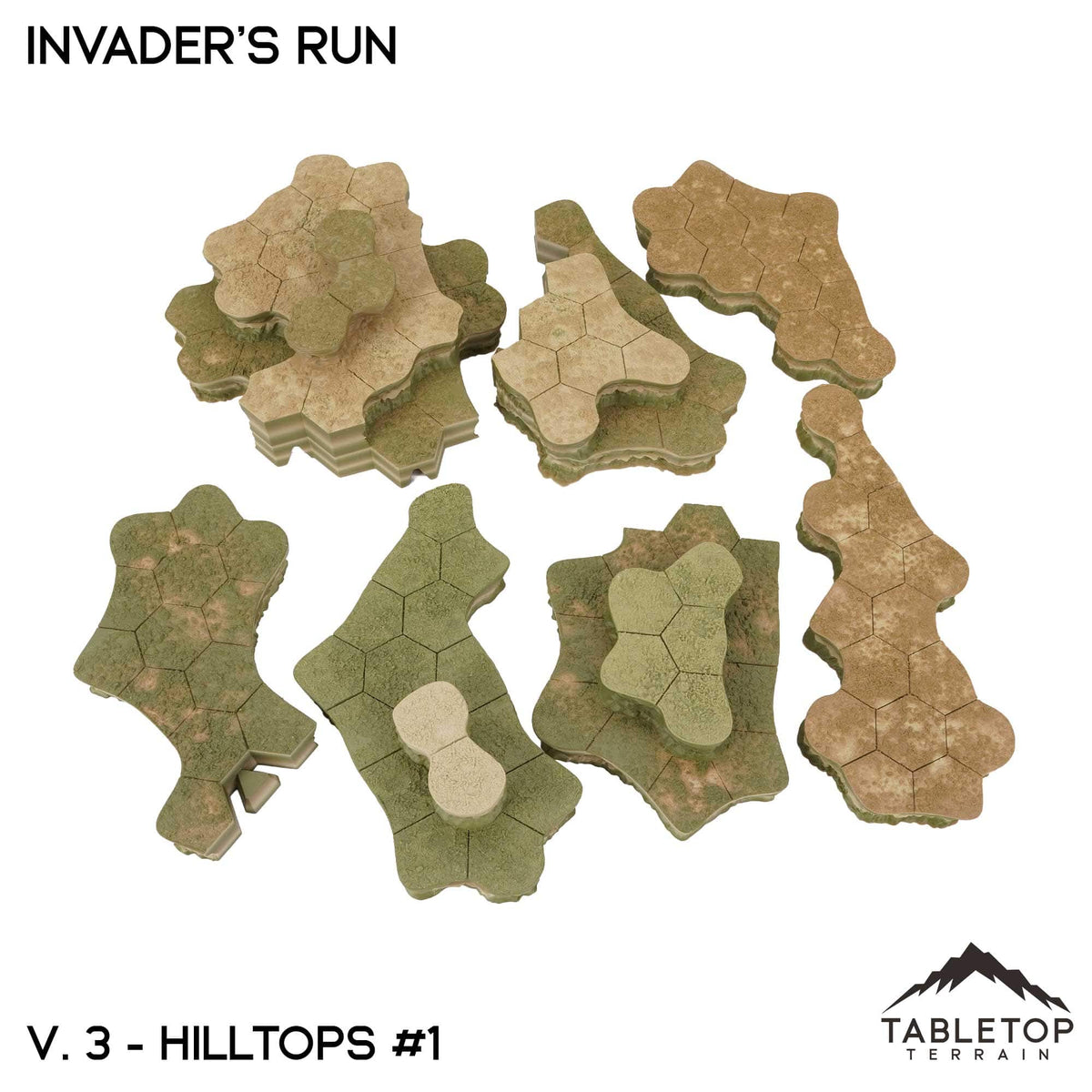 Tabletop Terrain Terrain HEXTECH Invader's Run Map Hill Sets - 6mm