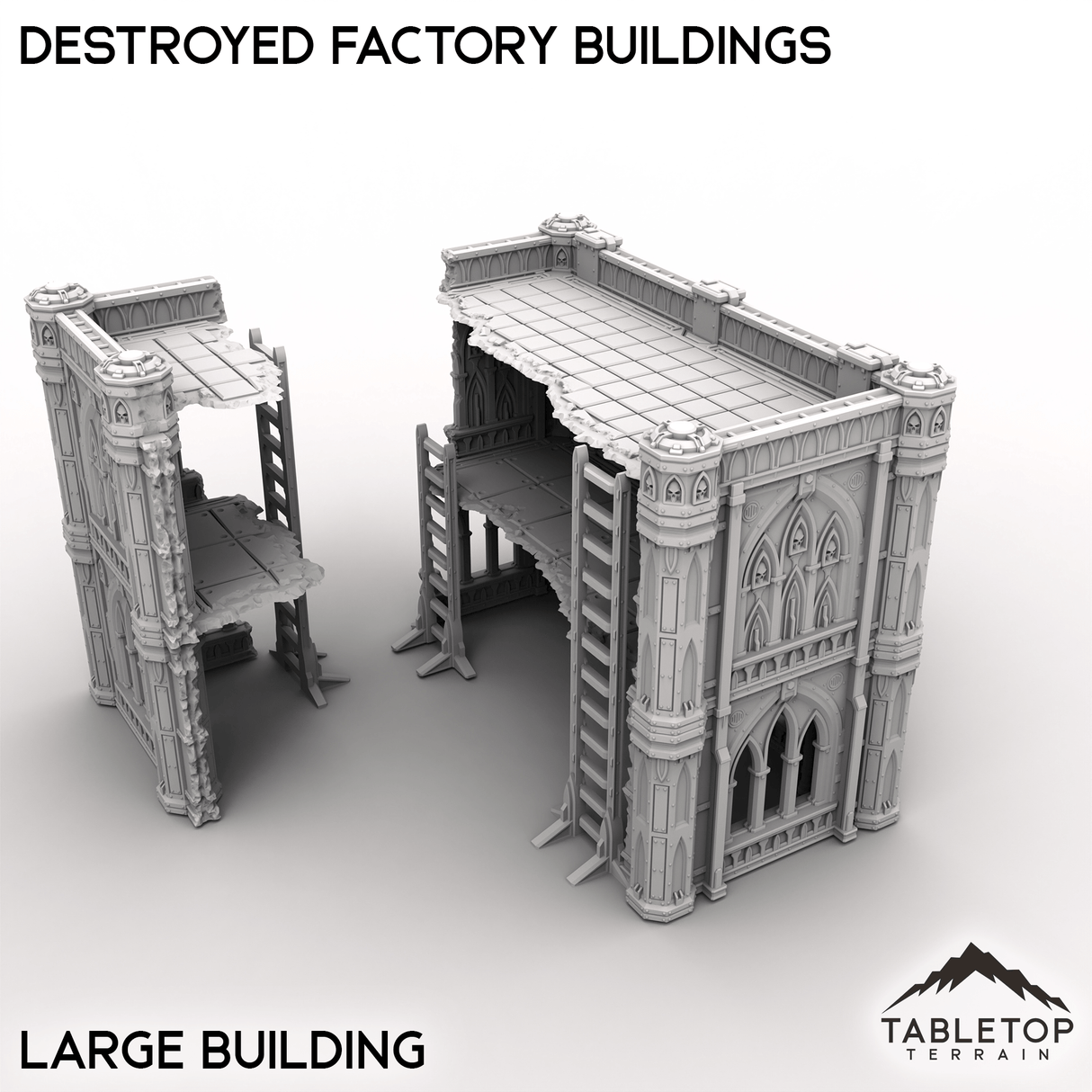 Tabletop Terrain Terrain Large / 32mm Destroyed Factory Buildings