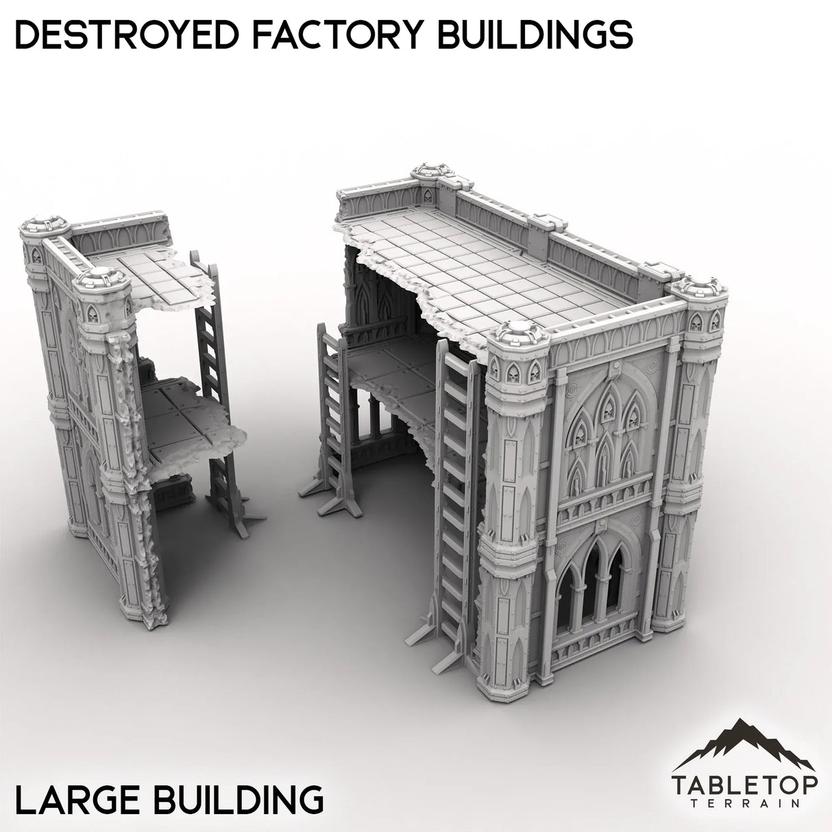 Tabletop Terrain Terrain Large / 32mm Destroyed Factory Buildings