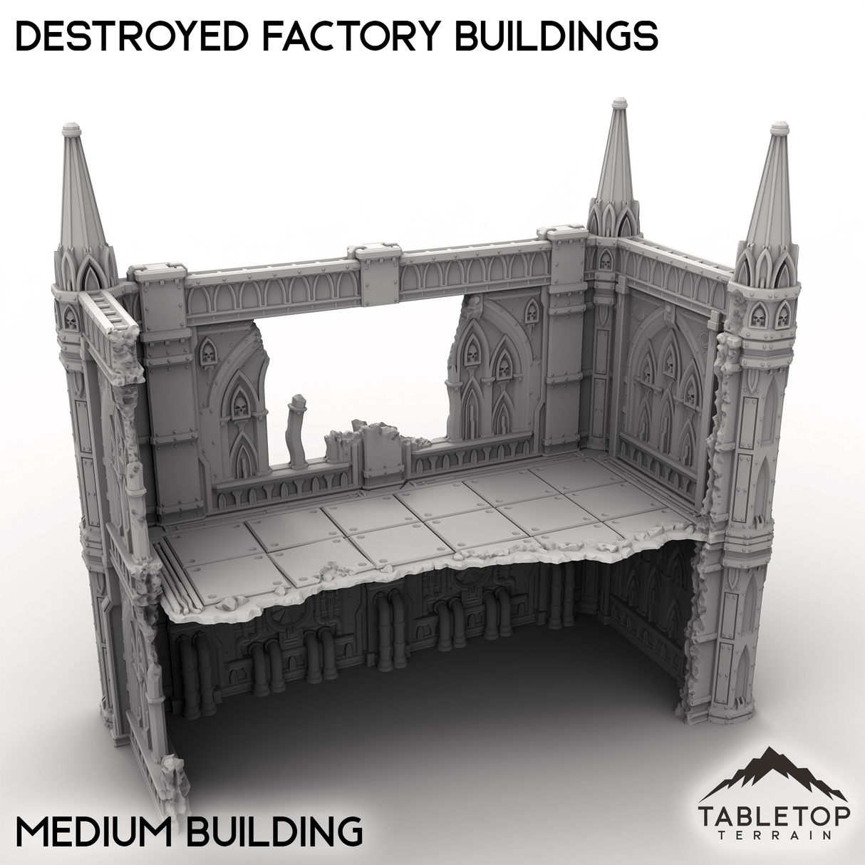 Tabletop Terrain Terrain Medium / 32mm Destroyed Factory Buildings