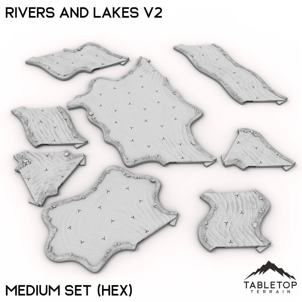 Tabletop Terrain Terrain Medium Set / Hex HEXTECH Rivers and Lakes v2 - 6mm