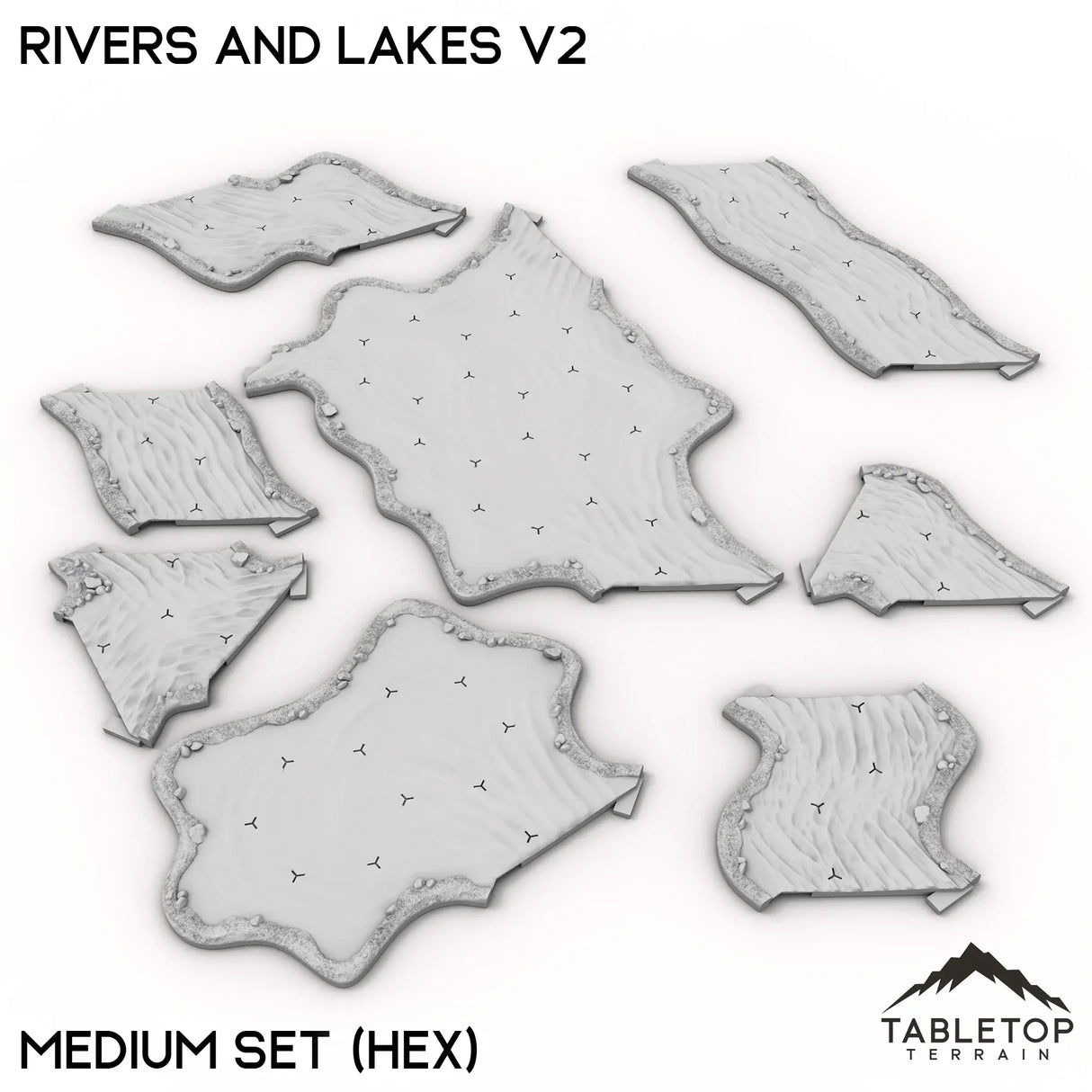 Tabletop Terrain Terrain Medium Set / Hex HEXTECH Rivers and Lakes v2 - 6mm