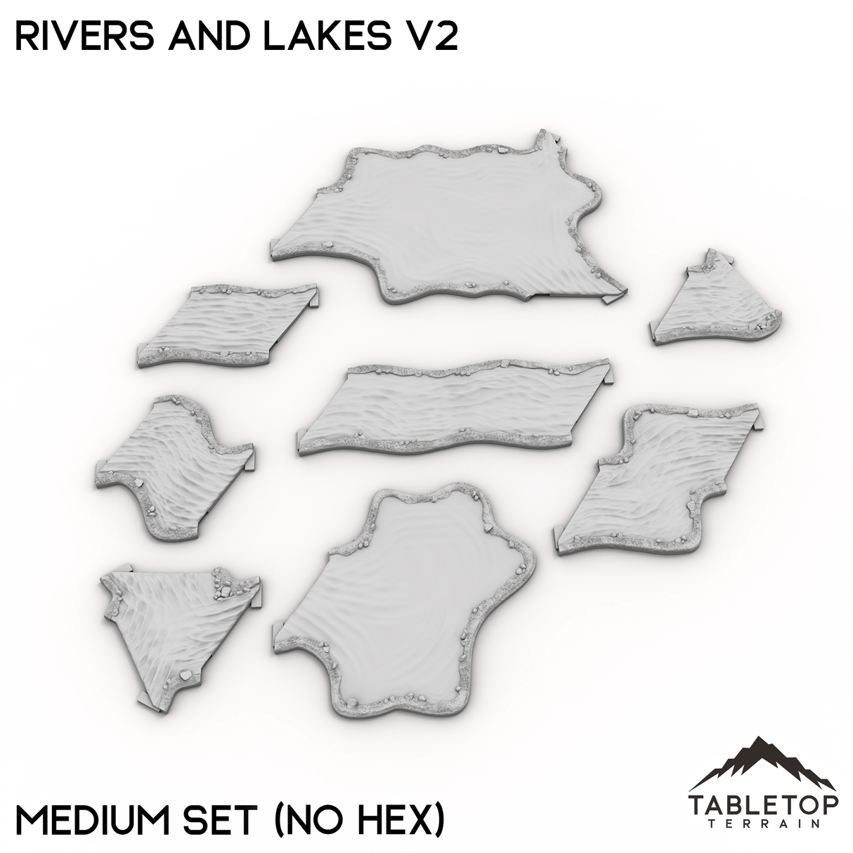 Tabletop Terrain Terrain Medium Set / No Hex HEXTECH Rivers and Lakes v2 - 6mm