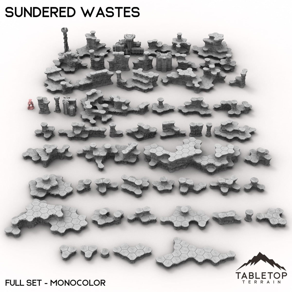 Tabletop Terrain Terrain Monocolor (gray) / Full Set HEXTECH Sundered Wastes Map Hill Sets - 6mm