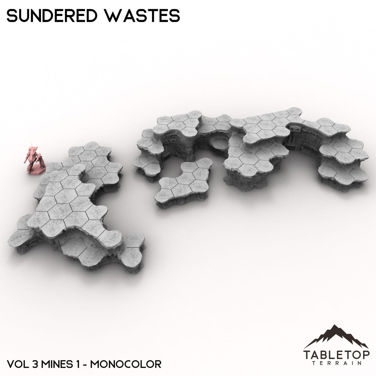 Tabletop Terrain Terrain Monocolor (gray) / Vol 3 (Mines #1) HEXTECH Sundered Wastes Map Hill Sets - 6mm