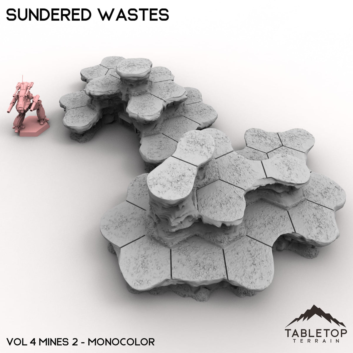 Tabletop Terrain Terrain Monocolor (gray) / Vol 4 (Mines #2) HEXTECH Sundered Wastes Map Hill Sets - 6mm