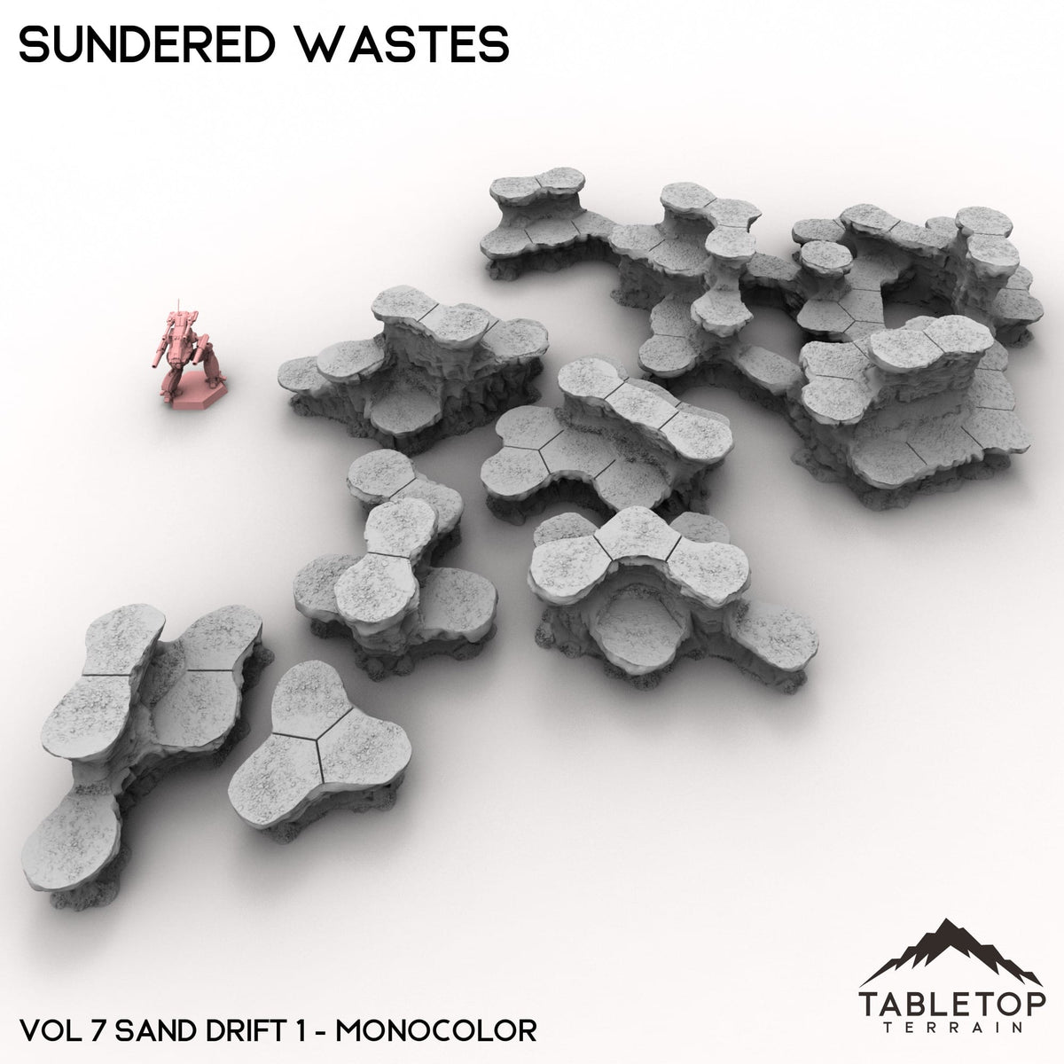 Tabletop Terrain Terrain Monocolor (gray) / Vol 7 (Sand Drift #1) HEXTECH Sundered Wastes Map Hill Sets - 6mm