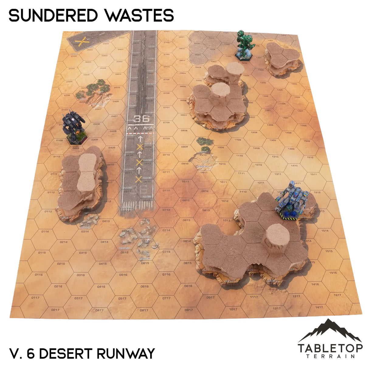 Tabletop Terrain Terrain NextGen Color / Vol 6 (Runway) HEXTECH Sundered Wastes Map Hill Sets - 6mm