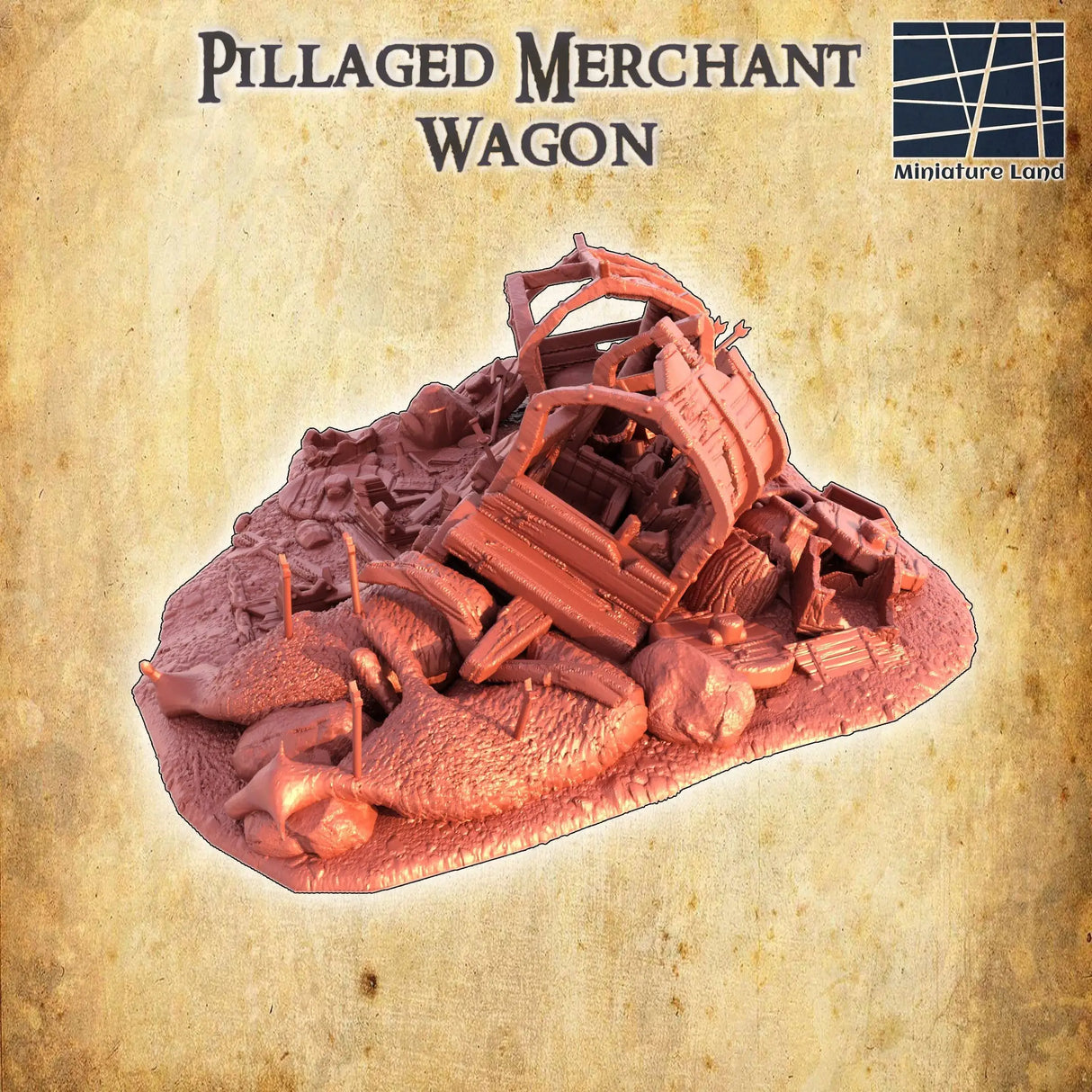 Tabletop Terrain Terrain Pillaged Merchant Wagon