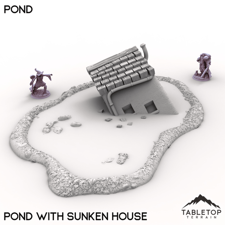 Tabletop Terrain Terrain Pond with Sunken House / 32mm Vexed Village - Pond