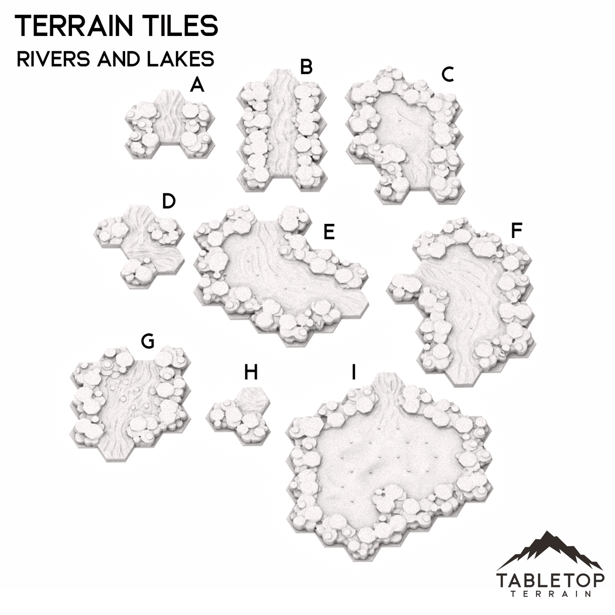 Tabletop Terrain Terrain Rivers and Lakes Terrain Tiles - Hextech - 6mm