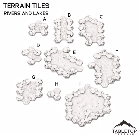 Tabletop Terrain Terrain Rivers and Lakes Terrain Tiles - Hextech - 6mm