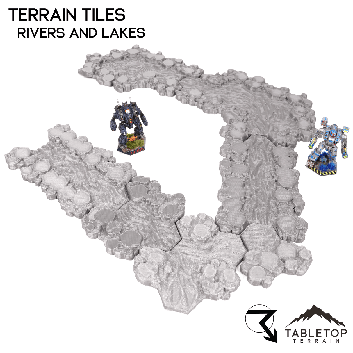 Tabletop Terrain Terrain Rivers and Lakes Terrain Tiles - Hextech - 6mm