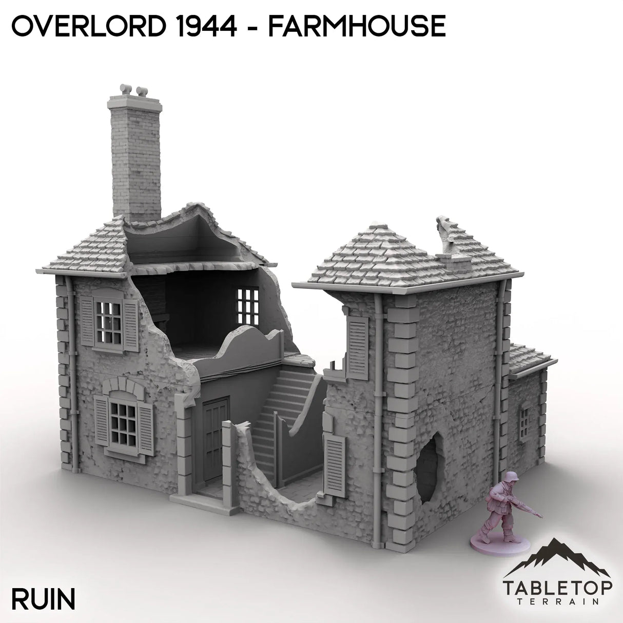 Tabletop Terrain Terrain Ruined / 32mm Overlord 1944 - Farmhouse