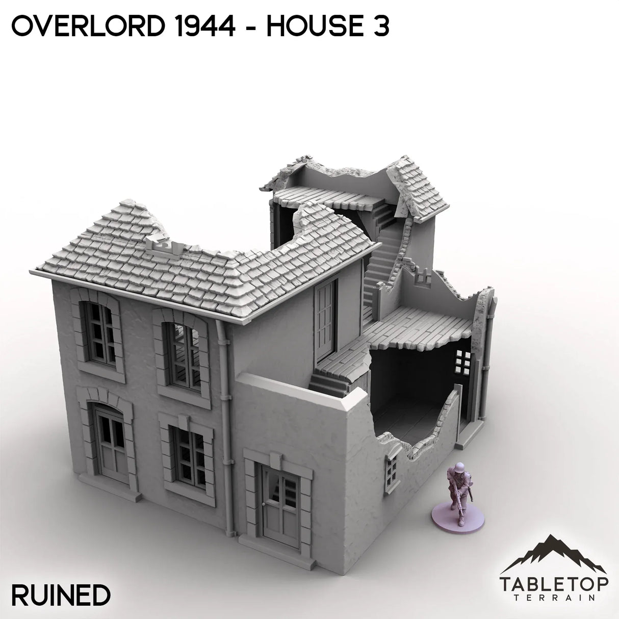 Tabletop Terrain Terrain Ruined / 32mm Overlord 1944 - House 3