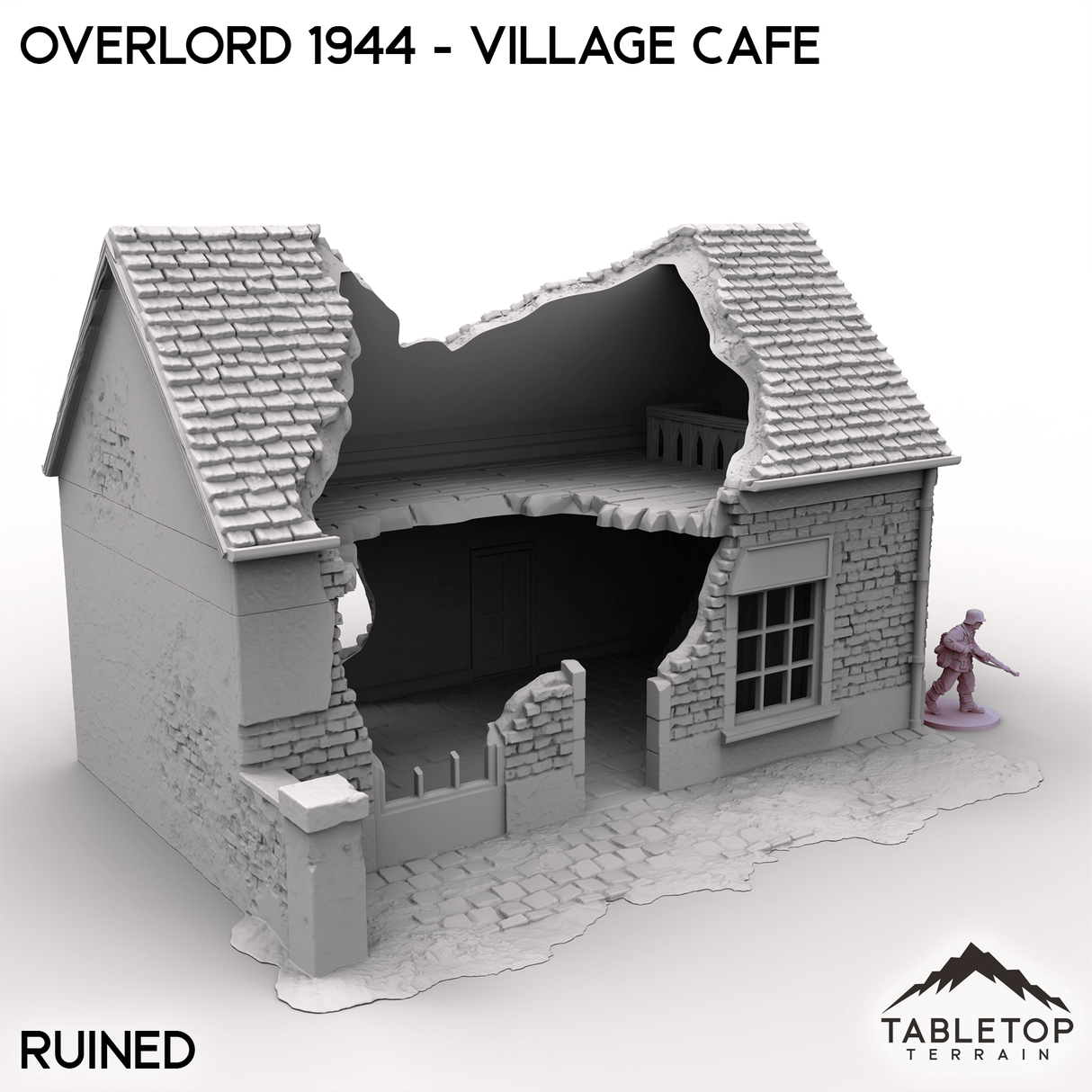 Tabletop Terrain Terrain Ruined / 32mm Overlord 1944 - Village Cafe
