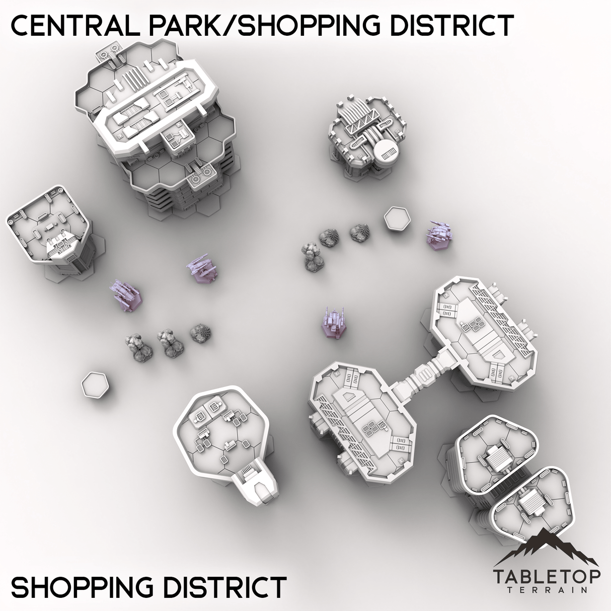 Tabletop Terrain Terrain Shopping District HEXTECH Central Park/Shopping District - City Map Pack