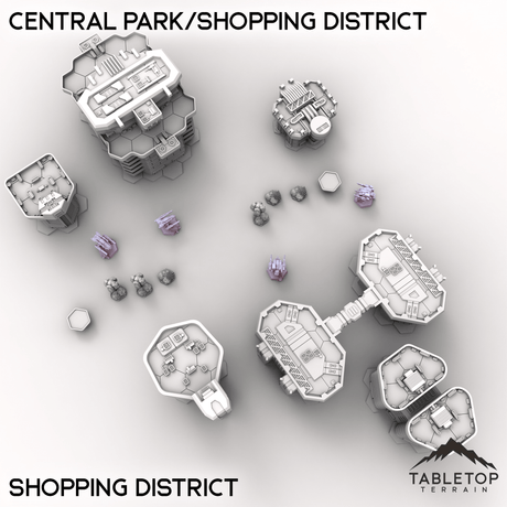 Tabletop Terrain Terrain Shopping District HEXTECH Central Park/Shopping District - City Map Pack