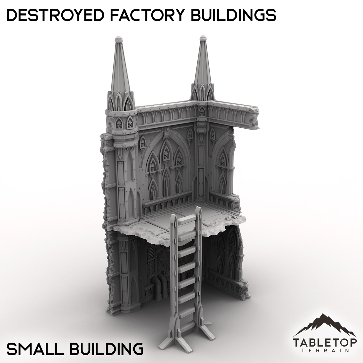 Tabletop Terrain Terrain Small / 32mm Destroyed Factory Buildings
