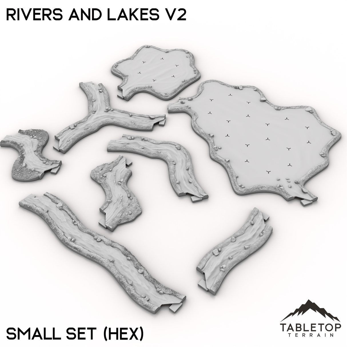 Tabletop Terrain Terrain Small Set / Hex HEXTECH Rivers and Lakes v2 - 6mm